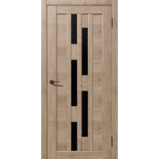 Дверь межкомнатная Дубрава Сибирь Рада ШТРИХ Шампань, стекло черное